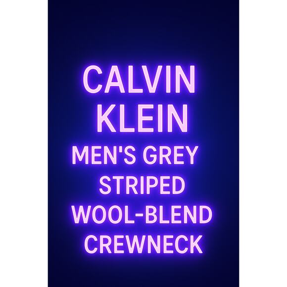 Calvin Klein grey striped mens wool blend size large sweater - Picture 2 of 7